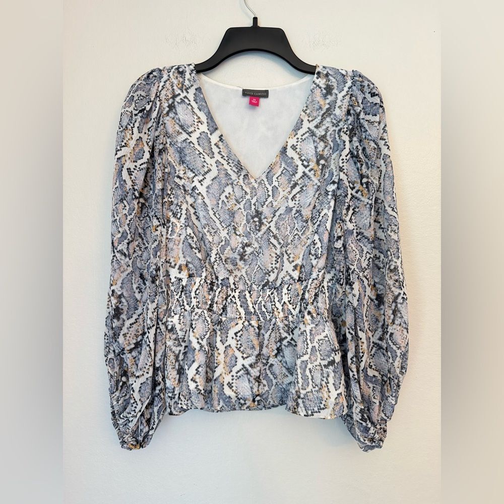 Vince Camuto Snake Print V Neck Blouse - Size XS